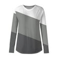 thumbnail image 4 of UTSJKR Long Sleeve Shirts for Women Color Block Print Tops Dressy Casual Thumb Hole Tunic Tee Crewneck Blouses Dark Gray L, 4 of 5