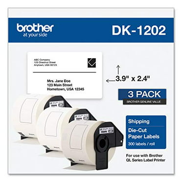 Brother Genuine DK-12343PK Die-Cut Adhesive Paper Labels Rolls Box - Walmart.com