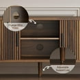 thumbnail image 4 of 62" Fluted TV Stand, Mid Century Modern TV Stand for TVs up to 70", Entertainment Center with Storage, Sliding Doors, Adjustable Shelf, Wood Media Console for Living Room, Bedroom, Walnut, 4 of 7
