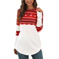 thumbnail image 2 of Pntutb - Camiseta de Navidad para mujer, blusa con parches de manga larga para mujer, sudadera informal, tops Pntutb Pntutb-3057, 2 of 7