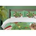 thumbnail image 4 of Ambesonne Christmas Duvet Cover Sets, Santa Bear Deer Penguin, 2-King, Peacock Green Multicolor, 4 of 7