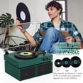 thumbnail image 4 of Tocadiscos con parlantes y codificación USB, tocadiscos LP de vinilo vintage Bluetooth accionado por correa con parlantes externos de potencia de 20 W, 3 velocidades, 3 tamaños, parada automática, cub, 4 of 5