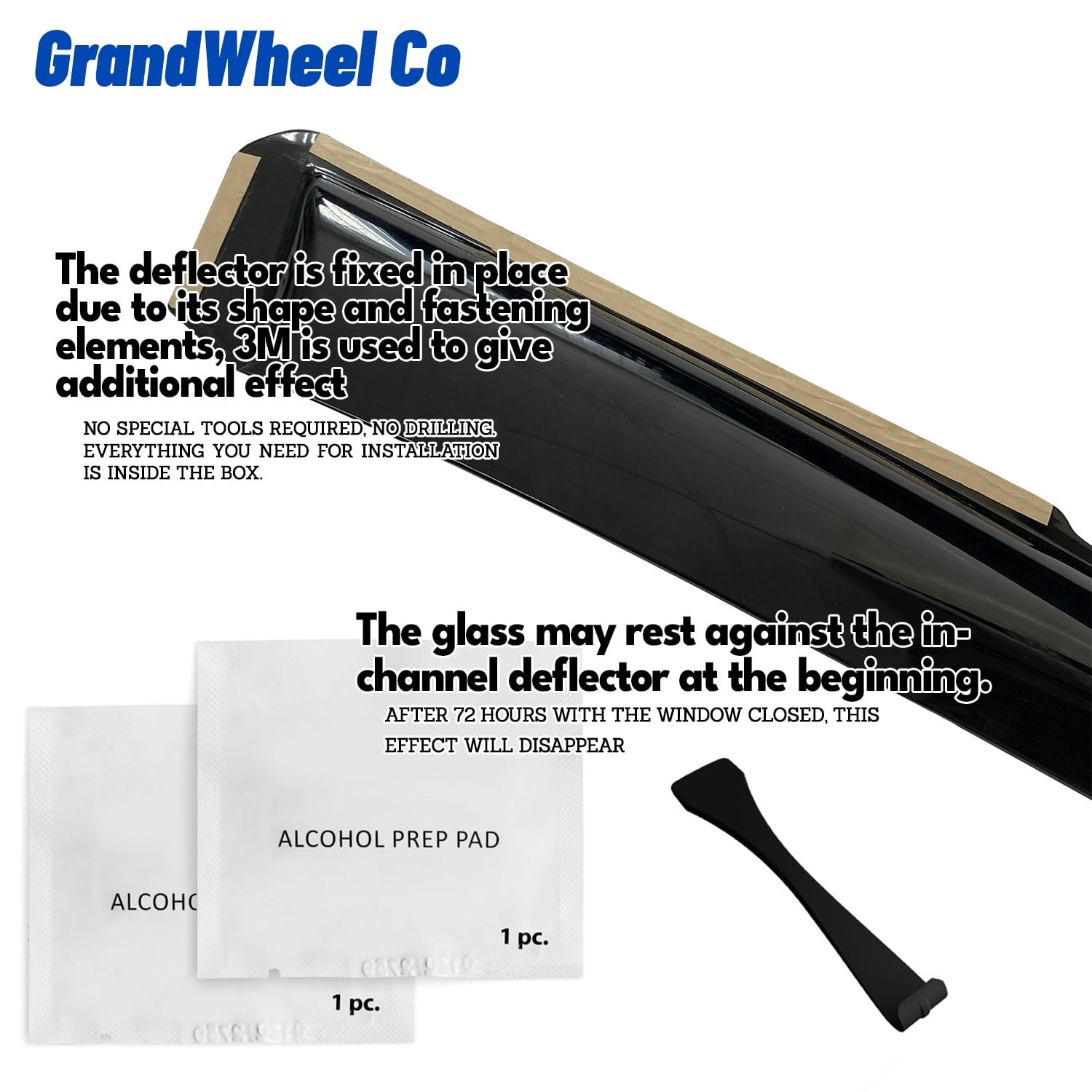 GrandWheel Co Smoke Tinted In-channel Side Window Vent Visor Deflectors Rain Guards Compatible with Chevrolet (Chevy) Silverado/GMC Sierra 2007-2013 Regular Cab - 2 pcs. GW0901