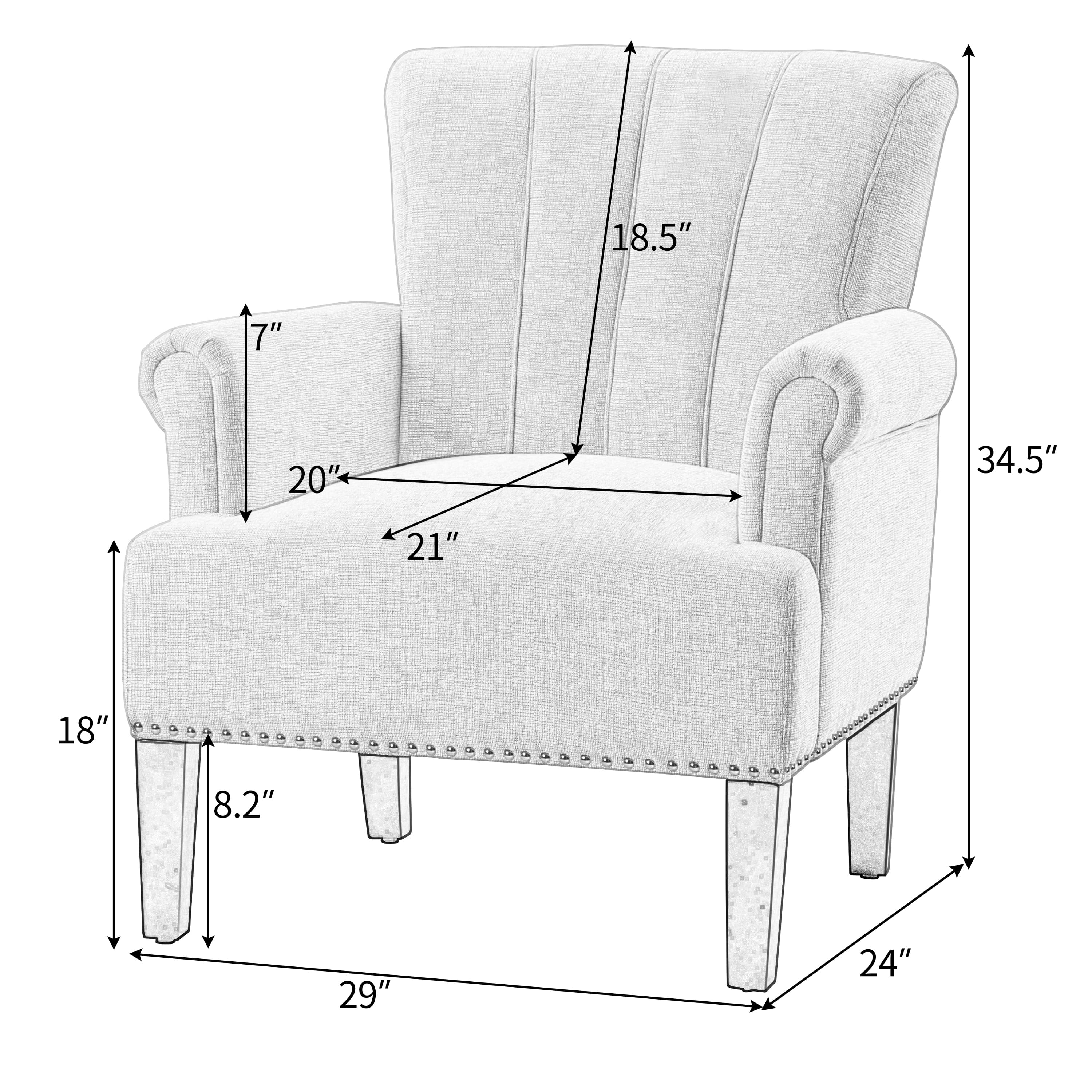 MAYEERTY Accent Rivet Tufted Polyester Armchair for Living Room Bedroom Cream