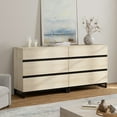 thumbnail image 4 of WAMPAT 6-Drawer Dresser, 63" Wide Storage Chest with Metal Base, Modern Wood Kids Dresser, Bedroom/Living Room/Hallway Use, Light Oak, 2 Pack, 4 of 8