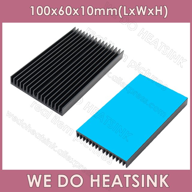 100x60x10mm Without or With Thermal Pad Radiator Aluminum Heat Sink for LED Electronic Integrated Circuit Cooler 1pcs Black With Pad