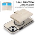 thumbnail image 5 of Decase for iPhone 15 Plus Flip PU Leather Back Cover with 2-in-1 Detachable Magnetic Wallet with 5 Card Slots Compatible Mag-Safe and RFlD Blocking Kickstand and Wireless Charging,White, 5 of 7