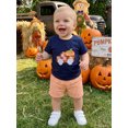 thumbnail image 3 of Cjfdfy Toddler Baby Boy Halloween Thanksgiving Outfits Infant Baby Boys Summer Fall Clothes Short Sleeve Pumpkin in Truck Embroidery T-Shirt and Plaid Pockets Shorts Set, 3 of 9