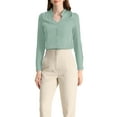 thumbnail image 1 of CAMISA DE BOTONES DE MANGA LARGA EN V CON ELEGANCIA PARA MUJERES CHIC TALLA XS VERDE CLARO, 1 of 6