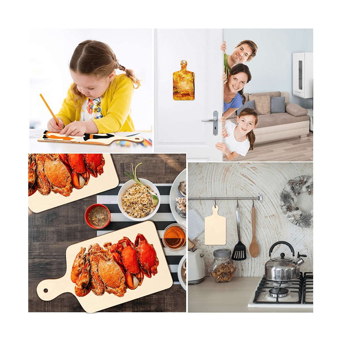 36 Pcs Wooden Mini Cutting Board with Handle Unfinished Wood