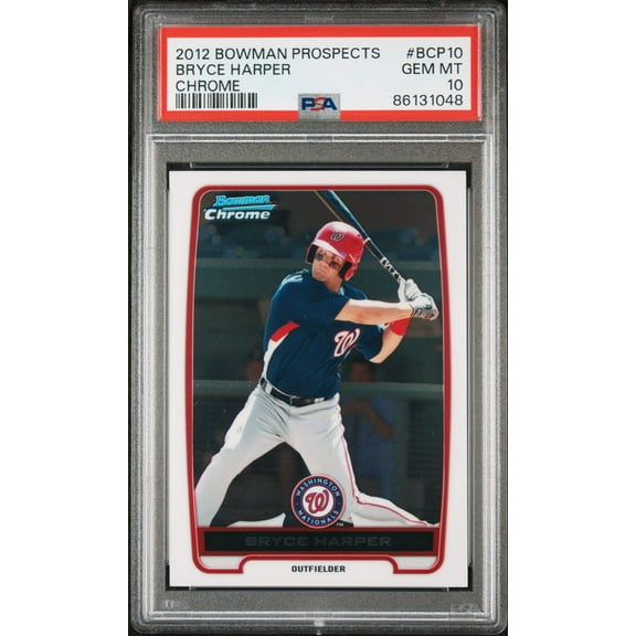 Graded 2012 Topps Bowman Prospects Bryce Harper #BCP10 Chrome Rookie RC Baseball Card PSA 10 Gem Mint