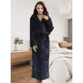 thumbnail image 3 of Women's Long Hooded Robe Luxurious Flannel Fleece Bathrobe with Ankle Full Floor Length, 3 of 8