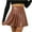 Brown, variant on Women's Faux Leather Short Skirt High Waist Stretch Solid Color Pleated Skirt Retro Solid Color A-Line Mini Skating Skirt