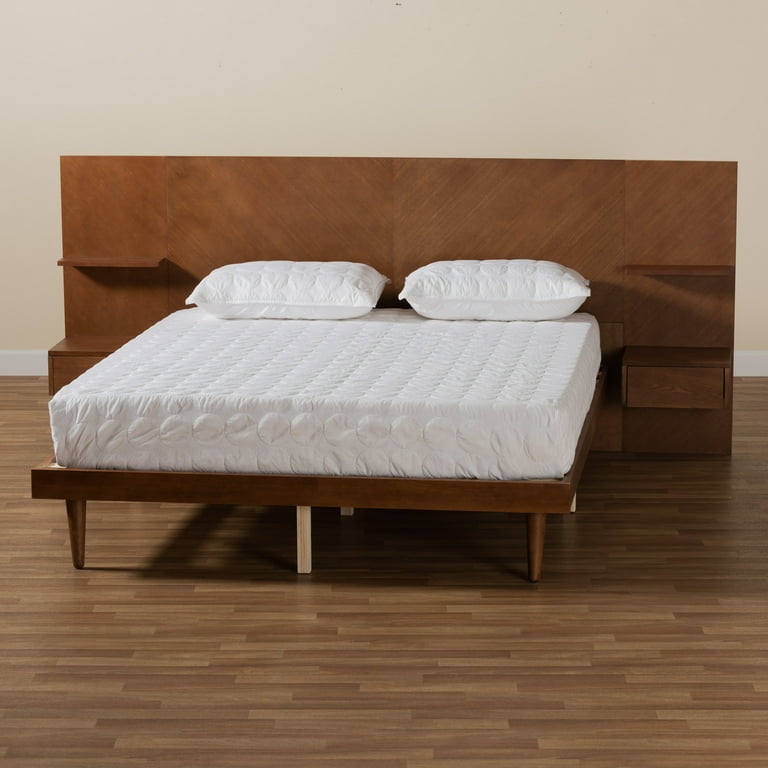 Queen platform bed with 2024 built in nightstands