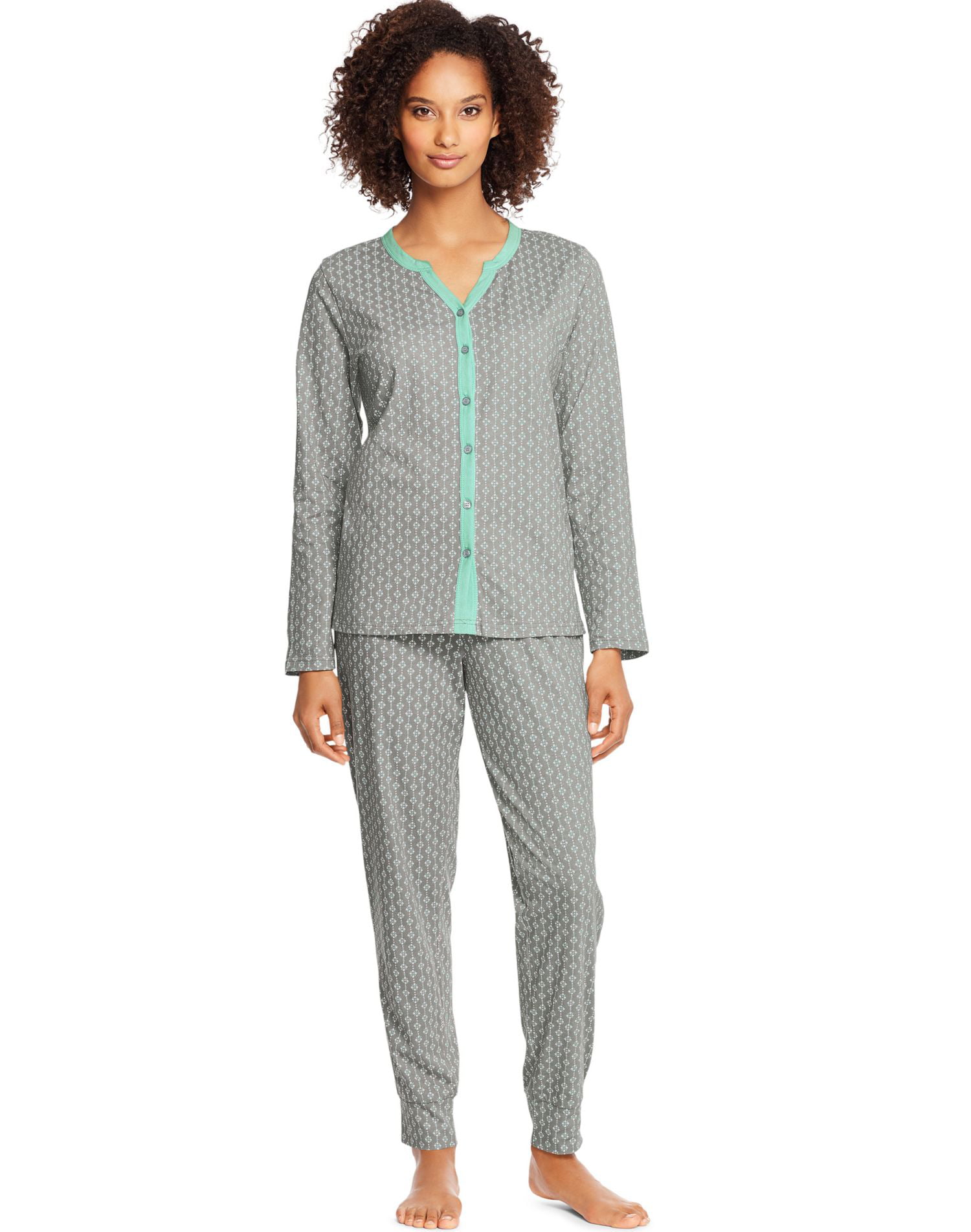 Hanes Women Pant Henley Long Sleeve pajama sets - Walmart.com