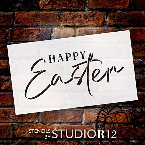 Happy Easter Cursive Script Stencil by StudioR12 | DIY ...