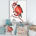 thumbnail image 2 of Red Bullfinch Bird Sitting On A Branch With Berries 24 in x 32 in Framed Painting Canvas Art Print, by Designart, 2 of 5