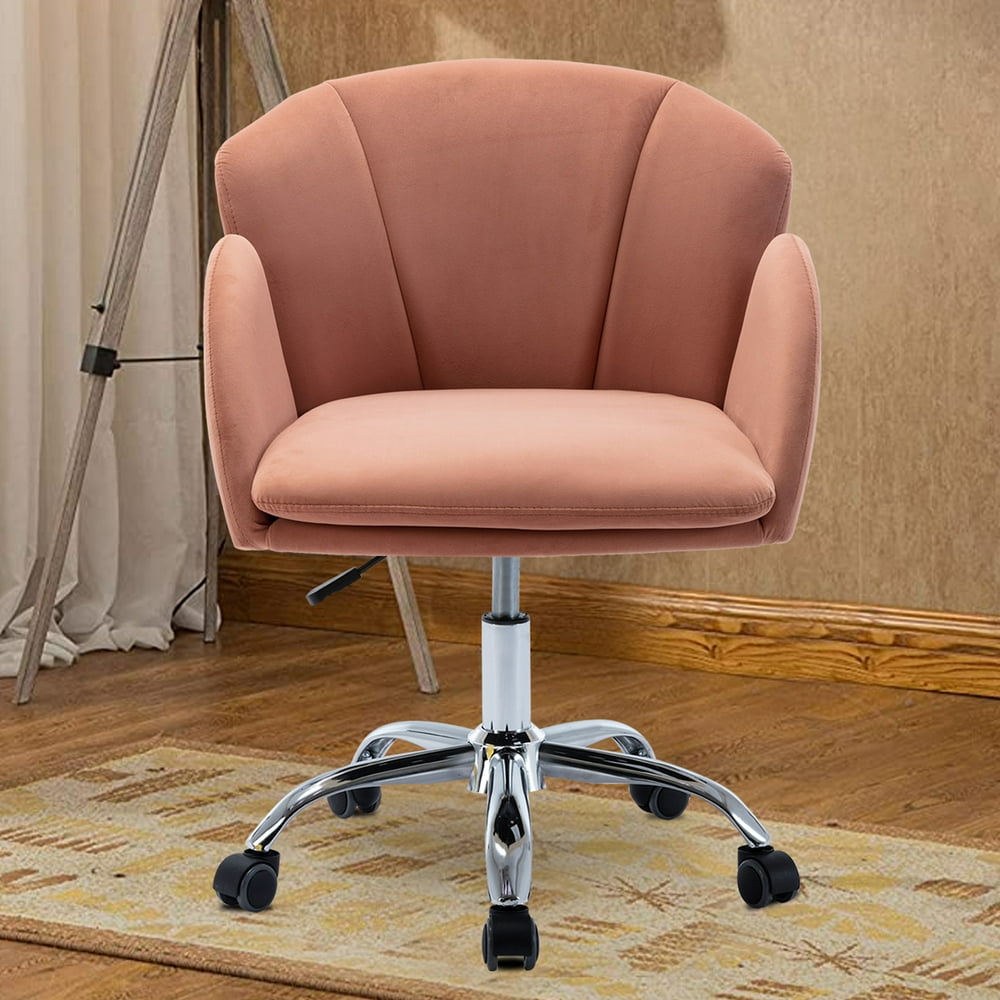 SEGMART Office Chairs, 2021 Velvet Ergonomic Office Leisure Armchair with Wheels, Height 