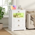 thumbnail image 5 of Hiphuta Wide Farmhouse Nightstand with Charging Station, Wood Night Stands End Table with 3 Drawer, LED Bedside Table for Bedroom Living Room, White, 5 of 8