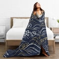 thumbnail image 5 of ZNDUO Japanese Blue Waves Pattern Throw Blanket, Lightweight Cozy Soft Throw Blanket for Couch, 80"x60" Throw Blankets for Bed, 5 of 8