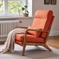 thumbnail image 2 of Tcbosik Modern Upholstered Linen Lounge Armchair in Burnt Orange, High Back Accent Leisure Chair with Solid Wood Frame and Supportive Waist Pillow, Easy Assembly, 2 of 9