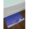 thumbnail image 2 of Log Cabin Bath Mat, Winter Cartoon Illustration of Wooden Houses in a Snowy Night Print, Plush Bathroom Decor Mat with Non Slip Backing, 29.5" X 17.5", Violet and Pastel Purple, by Ambesonne, 2 of 2