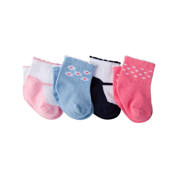 Gerber Gerber Baby Girls Ankle Bootie Socks, 4Pack