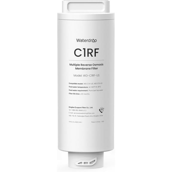 Waterdrop WD-C1RF Filter with RO membrane, Replacement for WD-C1S and WD-C1H Countertop CoreRO System, 12-month Lifetime
