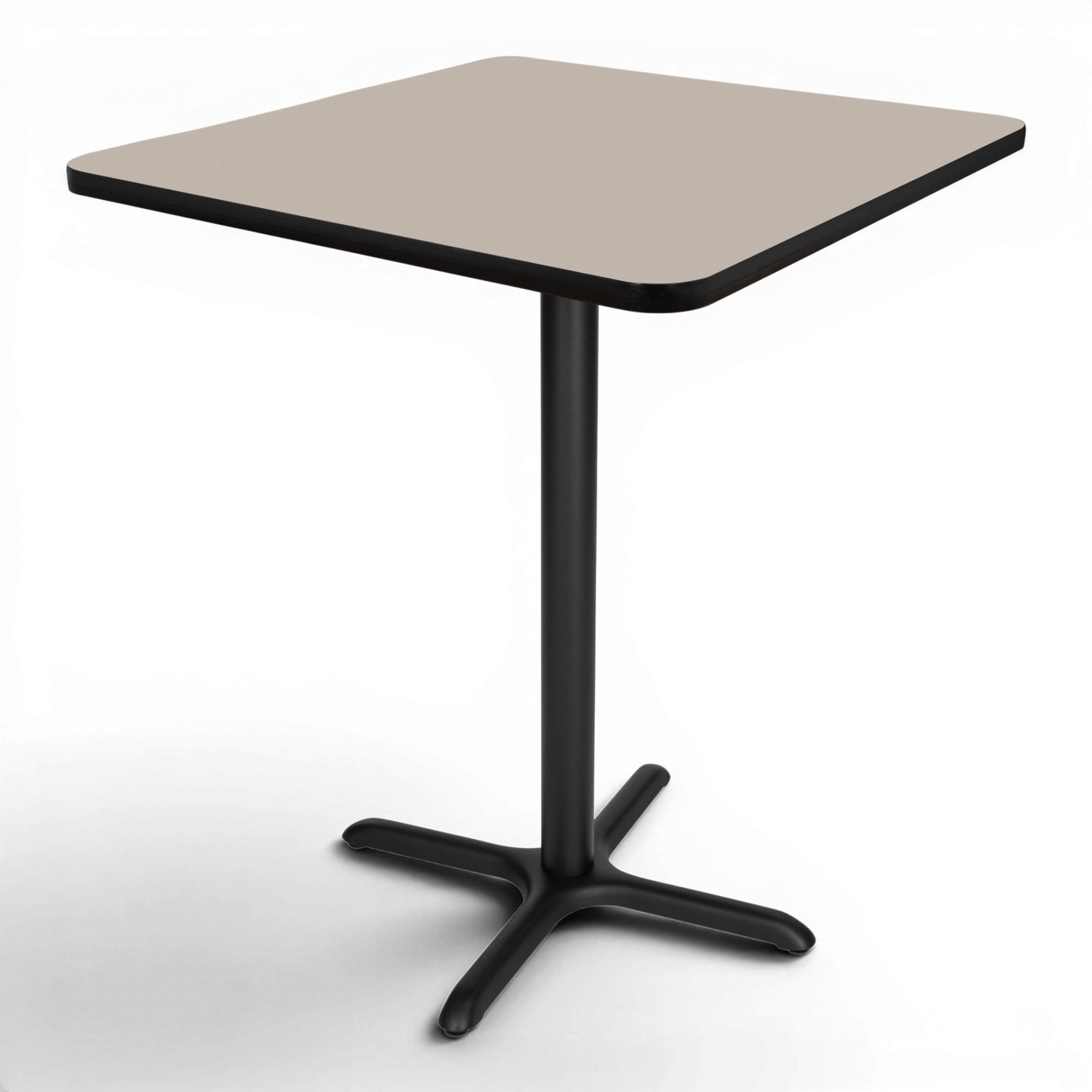 Hampden Furnishings Bennet Collection Steel Frame 36" Square Top Cafe Table with X Base, 42" Height, Black Frame and Grey Nebula Top