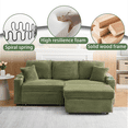 thumbnail image 6 of Comfortable Corduroy Multi-Functional Sofa, Hidden Reclining Design, with Cup Holder and Storage Footrests, Green, 6 of 9