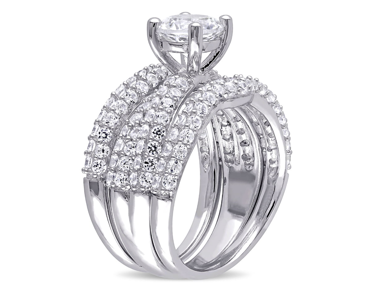 Created White Sapphire 4 1/5 Carat (ctw) Bridal Engagement