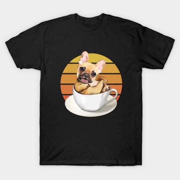 French Bulldog Coffee Cup Sunset Frenchie Dog Lover Gift Unisex T-Shirt ,up to size 5XL
