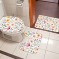 thumbnail image 5 of Watercolor Floral Bathroom Rugs Set Light Pink Wildflowers Leaves Botanical Non Slip Absorbent Soft Bath Mats 3 Piece Set with Bathroom Rug, U-Shaped Floor Mat, Toilet Seat Cover Small Size, 5 of 9