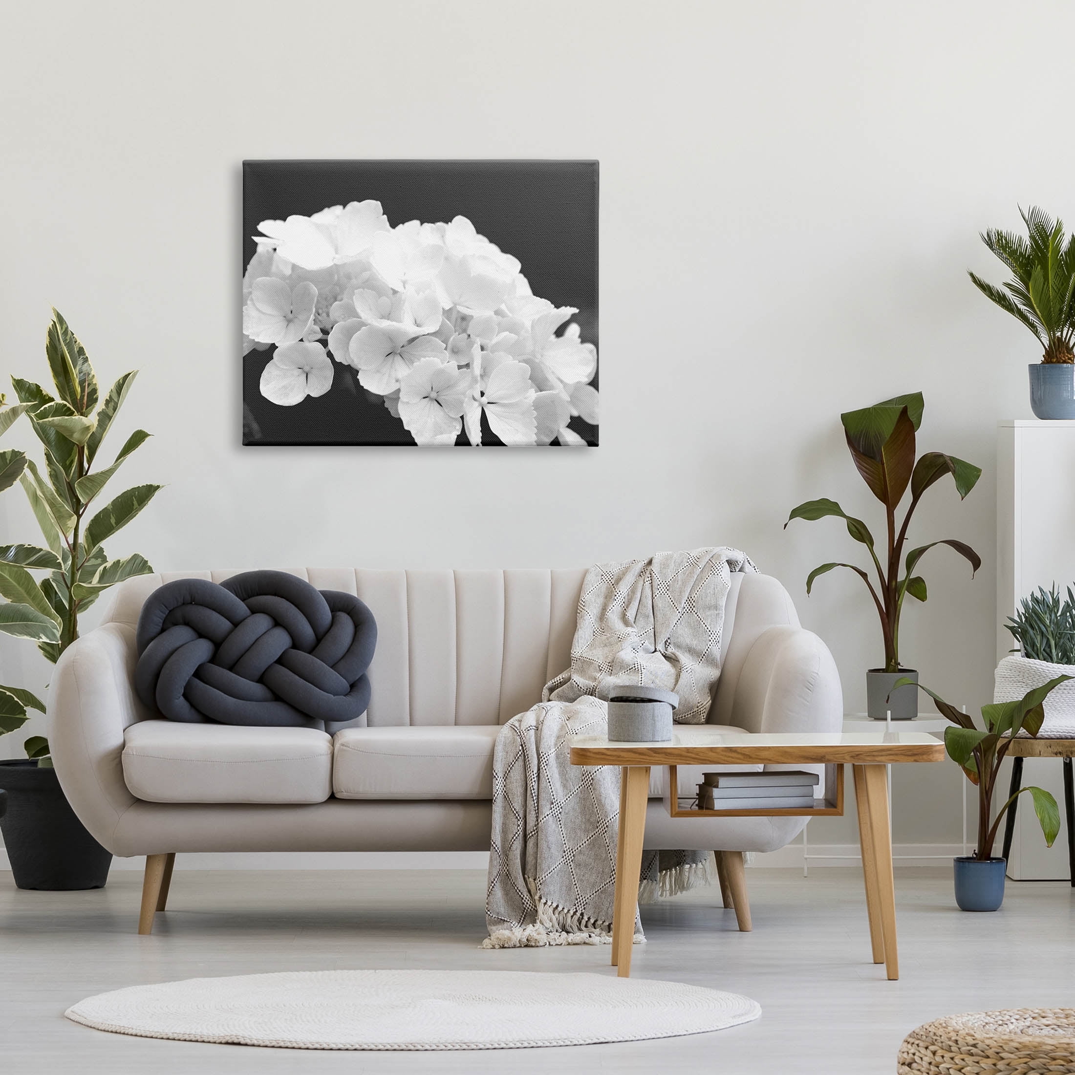 Delicate White Hydrangea Petals Botanical & Floral Photograph Gallery Wrapped Canvas Print Wall Art