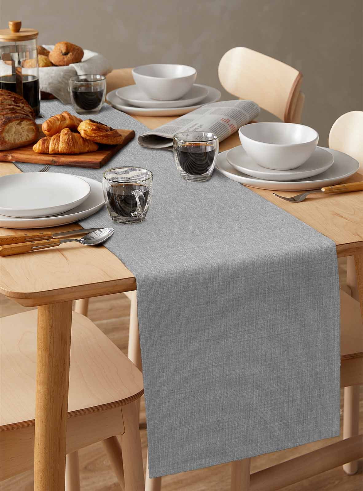 nqOlkjepod Grey Burlap Texture Table Runner 120 Inches Long Farmhouse Dress Scarves, Farmhouse Vintage Gray Dining Tablerunner for Coffee Table/Kitchen Island/Party Décor, 13" x 120"