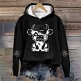 thumbnail image 2 of Xudanell Women Graphic Hoodies Western Cow Sweatshirts for Women Print Oversized Pullover Casual Black L, 2 of 3