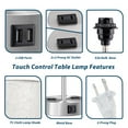 thumbnail image 3 of Oatmeal Touch Control Table Lamp - 3-Way Dimmable Bedside Nightstand Lamp with 2 USB Ports & 2 AC Outlets, Modern Tabletop Lamp, 3 of 7