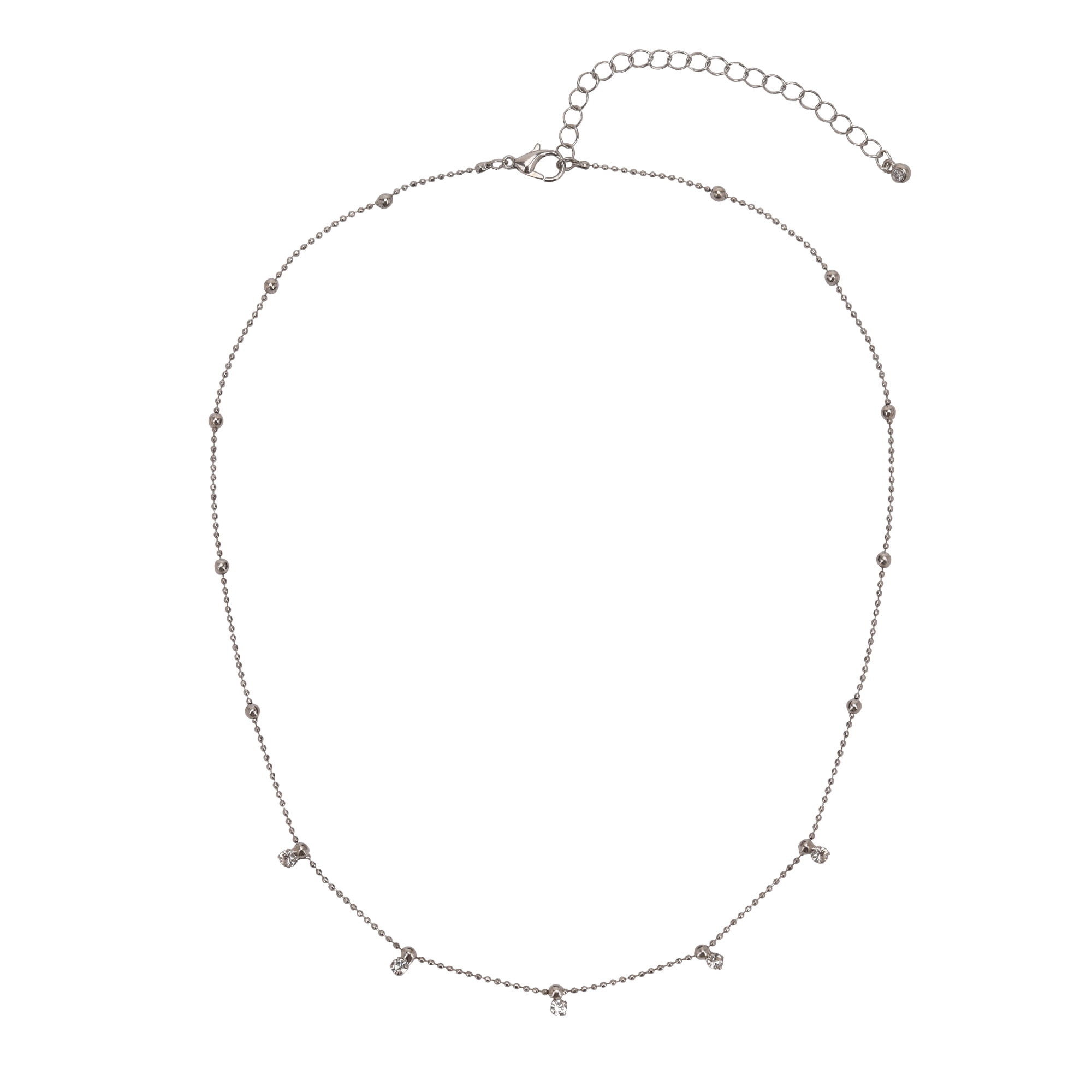 Time and Tru Adult Women's Silver Tone Crystal Dangle Delicate Metal Necklace