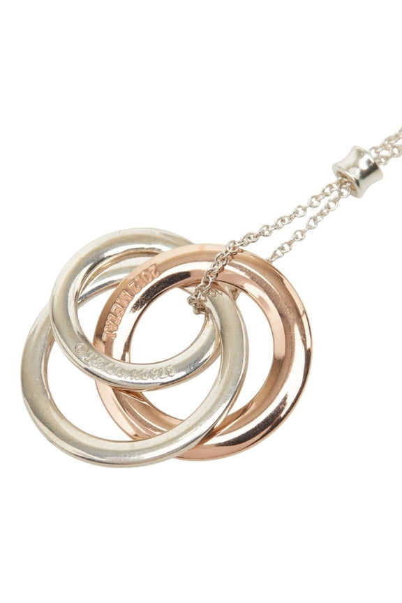 Pre-Owned Tiffany & Co. 1837 Interlocking Circle Necklace, SV925 Silver, Rubedo Metal, Women's.