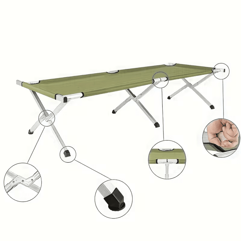AISWORD Portable Camping Cot for Adults,Folding Bed with Carry Bag,Sleeping Cot for Outdoor Travel,Office Nap,Green