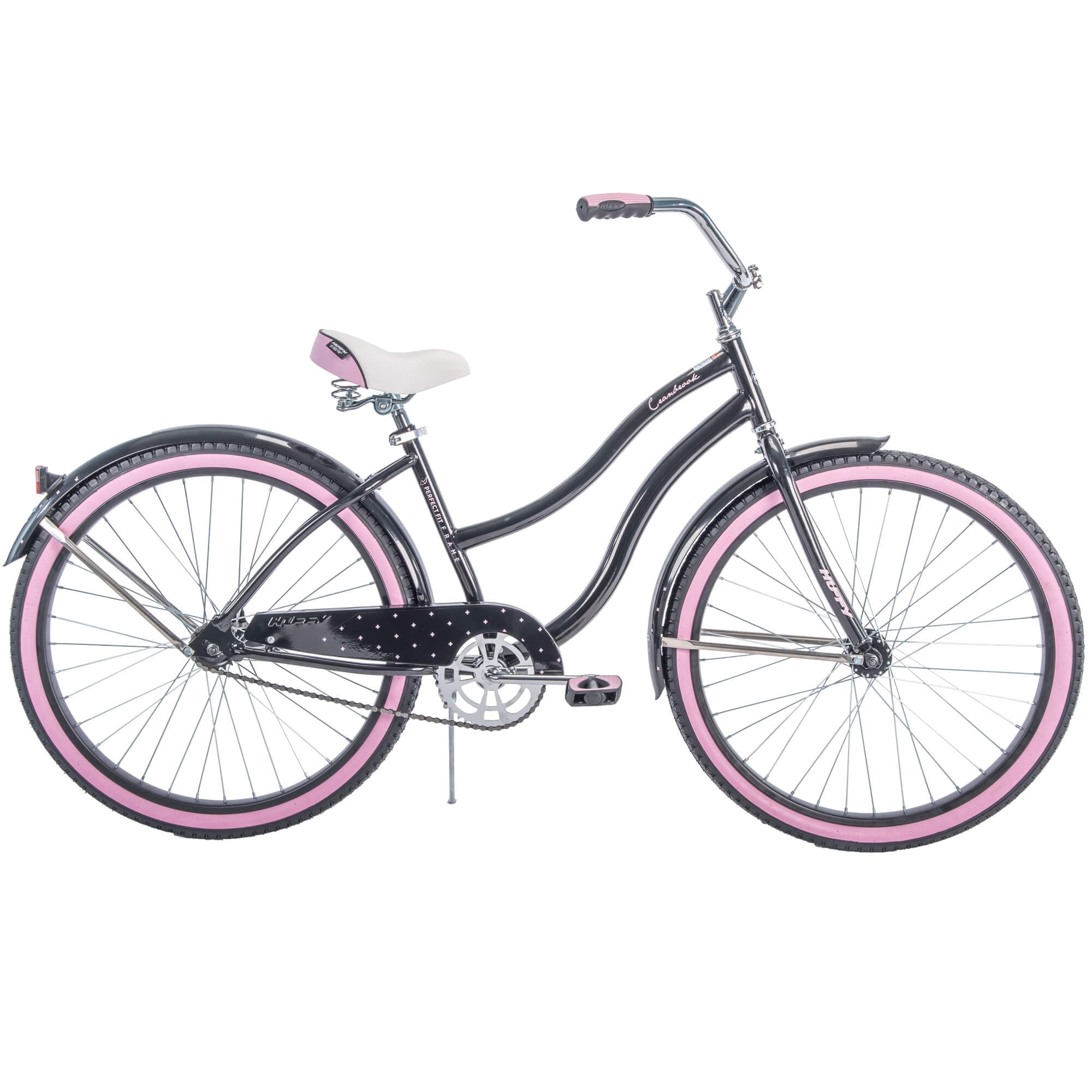 NEW Huffy 26" Cranbrook Women's Cruiser Bike with Perfect Fit Frame Black Pink 