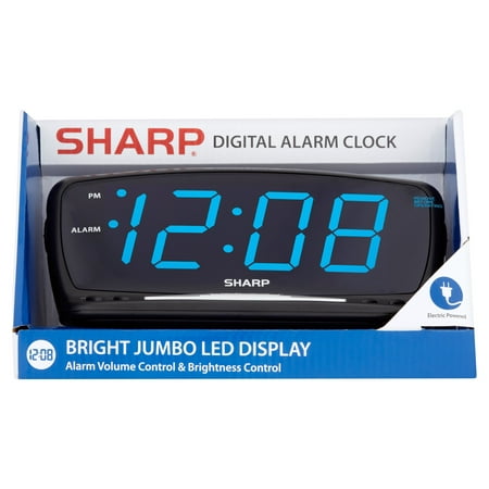 Sharp Bright Jumbo LED Display Digital Alarm Clock
