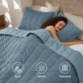 thumbnail image 2 of Luxury Velvet Quilt King Size - Lightweight Velvet Comforter Set, Oversized Cloud Corduroy Bedspread Coverlet Bedding Set, Pet-Friendly, Tear-Resistant, Winter Ultra-Soft Blue Quilt，106"x96", 2 of 18