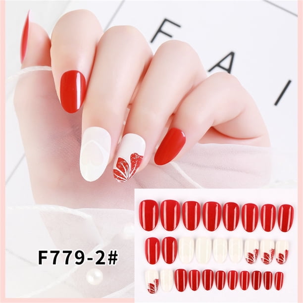 Uñas postizas a presión, regalos para mujeres, nuevas uñas postizas reutilizables desmontables con punta larga, parches para usar, fijas y fáciles de usar.
