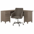 thumbnail image 1 of Bush Furniture 60W L Shaped Desk with Mid Back Leather Box Chair Ash Gray, 1 of 6