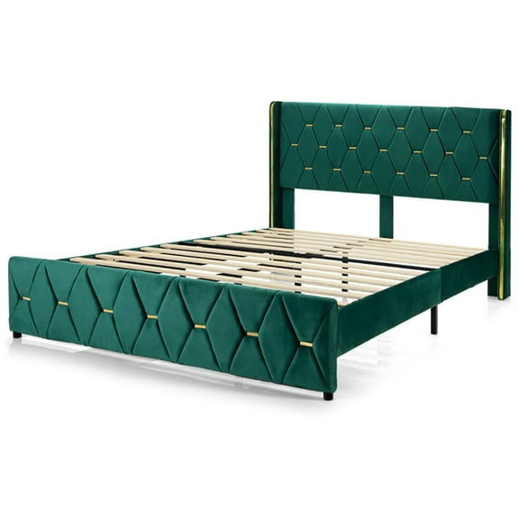 YYAo Full Size Bed Frame with Adjustable Headboard, Upholstered Platform Bed, Easy Assembly, No Box Spring Needed Platform Bed Frame