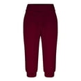 thumbnail image 3 of Women's Summer Capri Pants Loose Fit Cropped Trousers with Pockets Drawstring Elastic Waist Joggers Pants Wine XXXL, 3 of 6