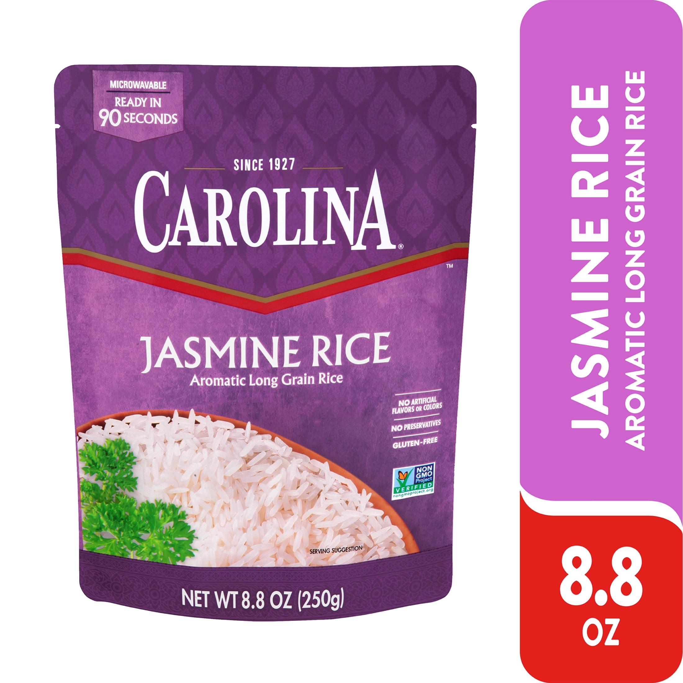 (6 pack) Carolina Ready-to-Eat White Jasmine Rice, Microwaveable Rice, Gluten Free, 8.8 oz Pouch