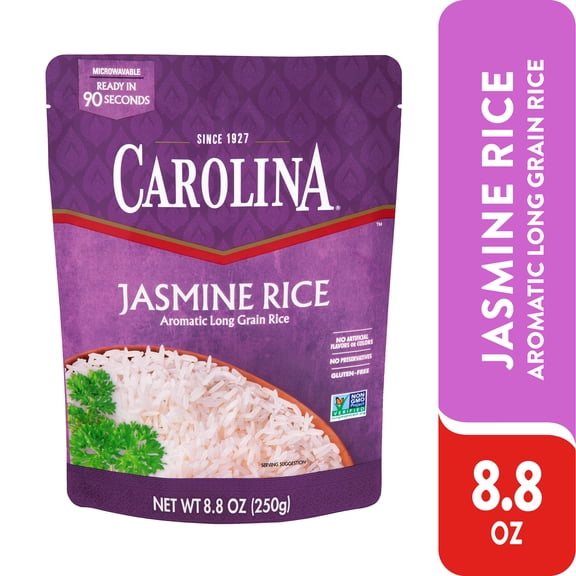 Carolina Ready-to-Eat White Jasmine Rice, Microwaveable Rice, Gluten Free, 8.8 oz Pouch