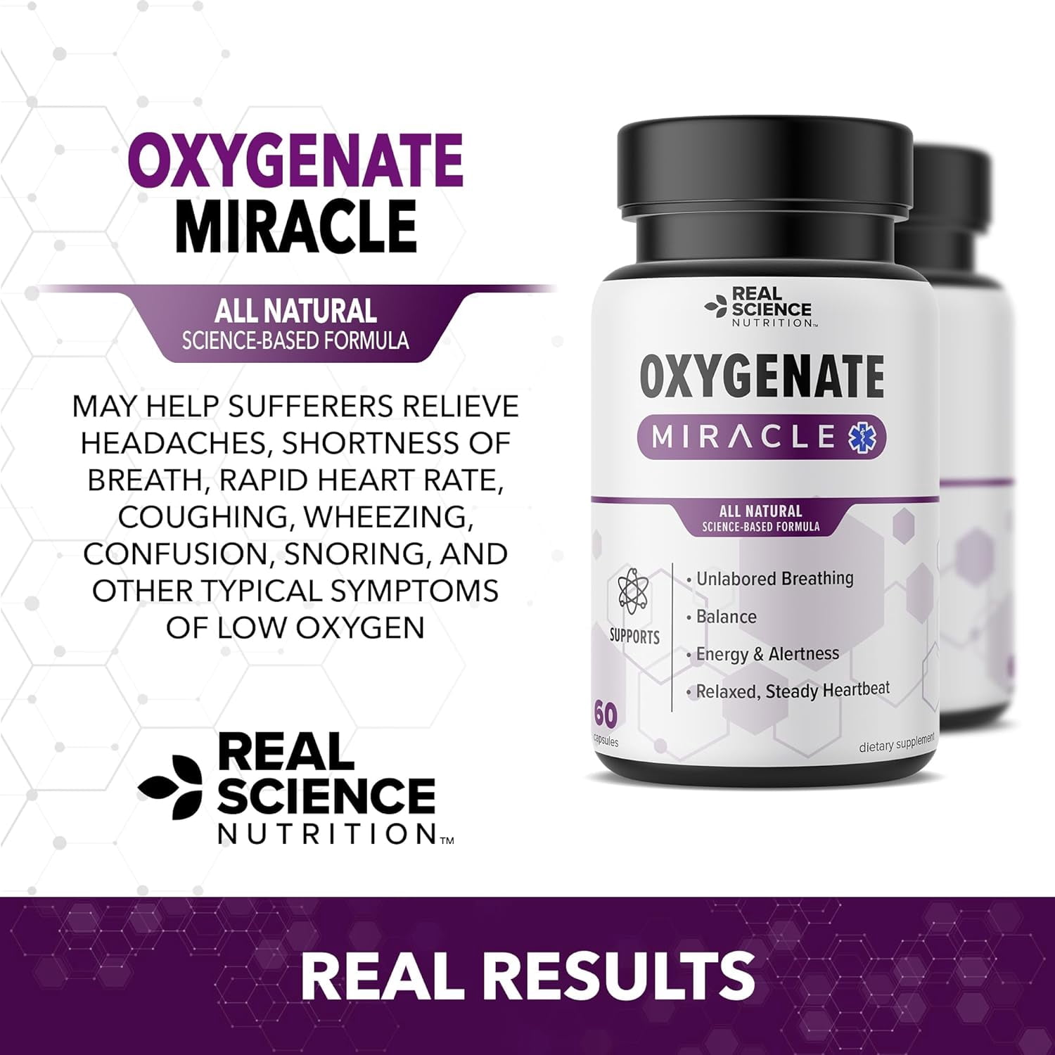 Real Science Nutrition Oxygenate Miracle - 60 Caps for Lung Support